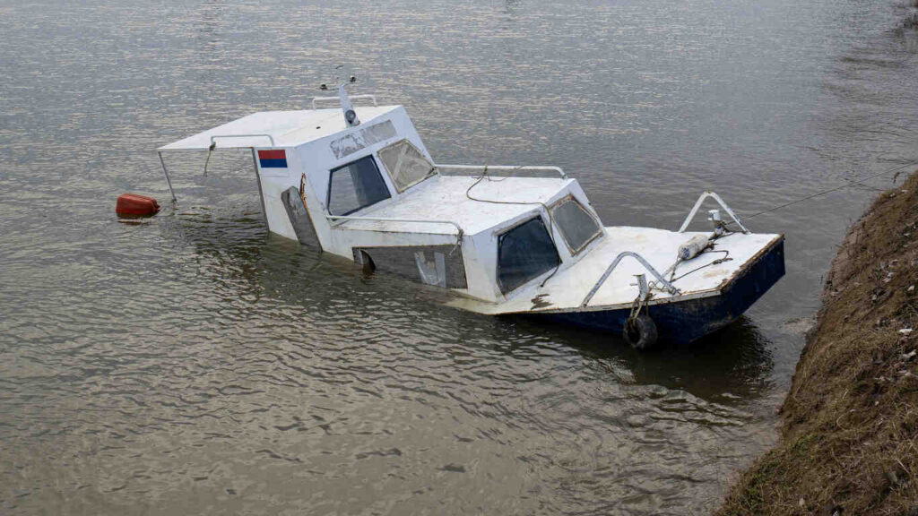 Run-aground sailboat wreck damaged by a violent storm, example scenario for Boating Accident Attorneys in Boise